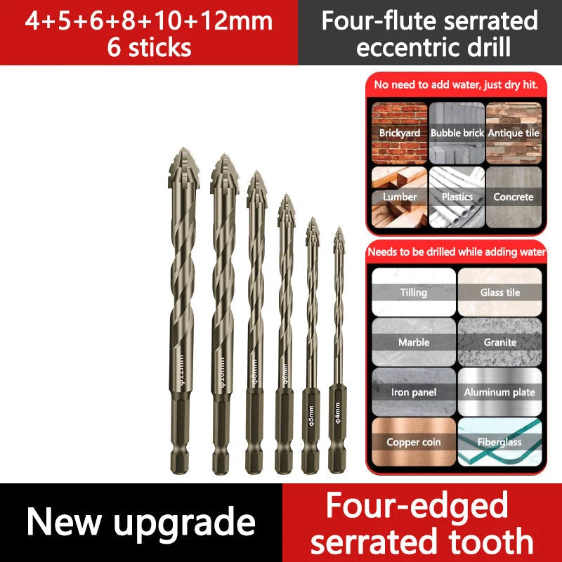 4-Flute Serrated Eccentric Drill Bit Kit