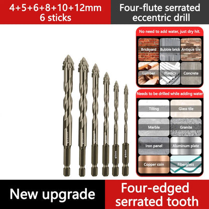 4-Flute Serrated Eccentric Drill Bit Kit