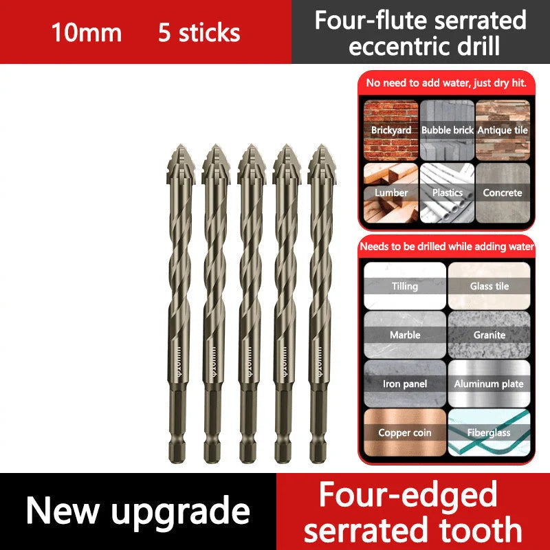 4-Flute Serrated Eccentric Drill Bit Kit