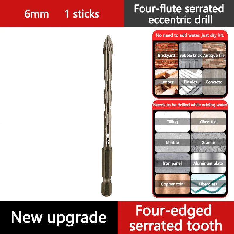 4-Flute Serrated Eccentric Drill Bit Kit