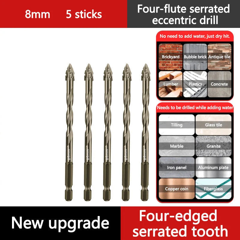 4-Flute Serrated Eccentric Drill Bit Kit