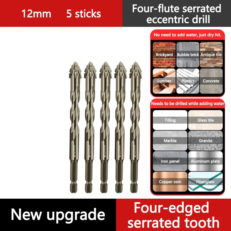 4-Flute Serrated Eccentric Drill Bit Kit